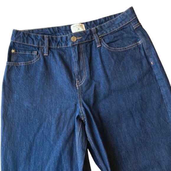 Kate Spade x Target High-Rise Straight Leg Wide Cuff Jeans Women's 10 Dark NEW - Picture 4 of 8